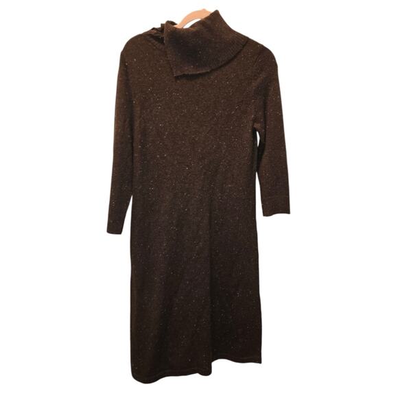 Talbots DONEGAL Grey Heathered COWL NECK SWEATER DRESS Size Medium new!!! - Picture 7 of 7